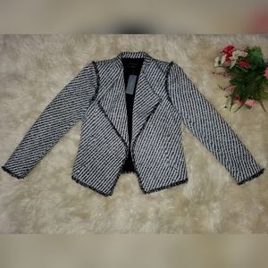 Ann Taylor Black White Tweed Blazer Size 00P NWT